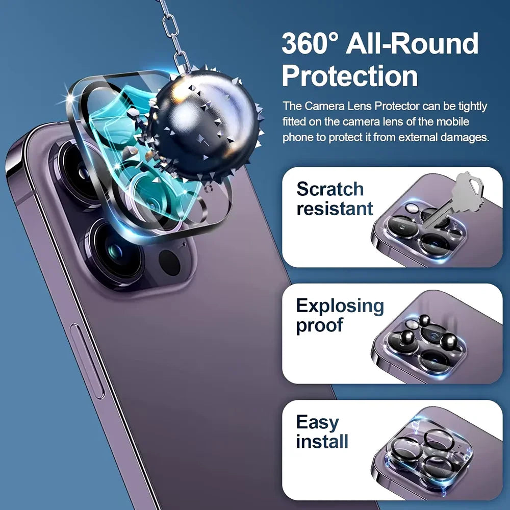 HD Screen Protection for Iphone 16 15 17 14 13 12 11 Pro Max Tempered Glass Iphone15 Pro Camera Lens Film Iphone16 plus 13 Mini